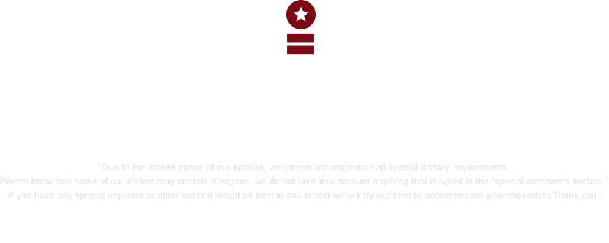 Oiistar Online Ordering Available,Due to the limited space of our kitchen, we cannot accommodate all special dietary requirements. 
Please know that some of our dishes may contain allergens; we do not take into account anything that is typed in the “special comments section.” 
If you have any special requests or other notes it would be best to call in and we will try our best to accommodate your request(s).Thank you. Pickup only – No delivery